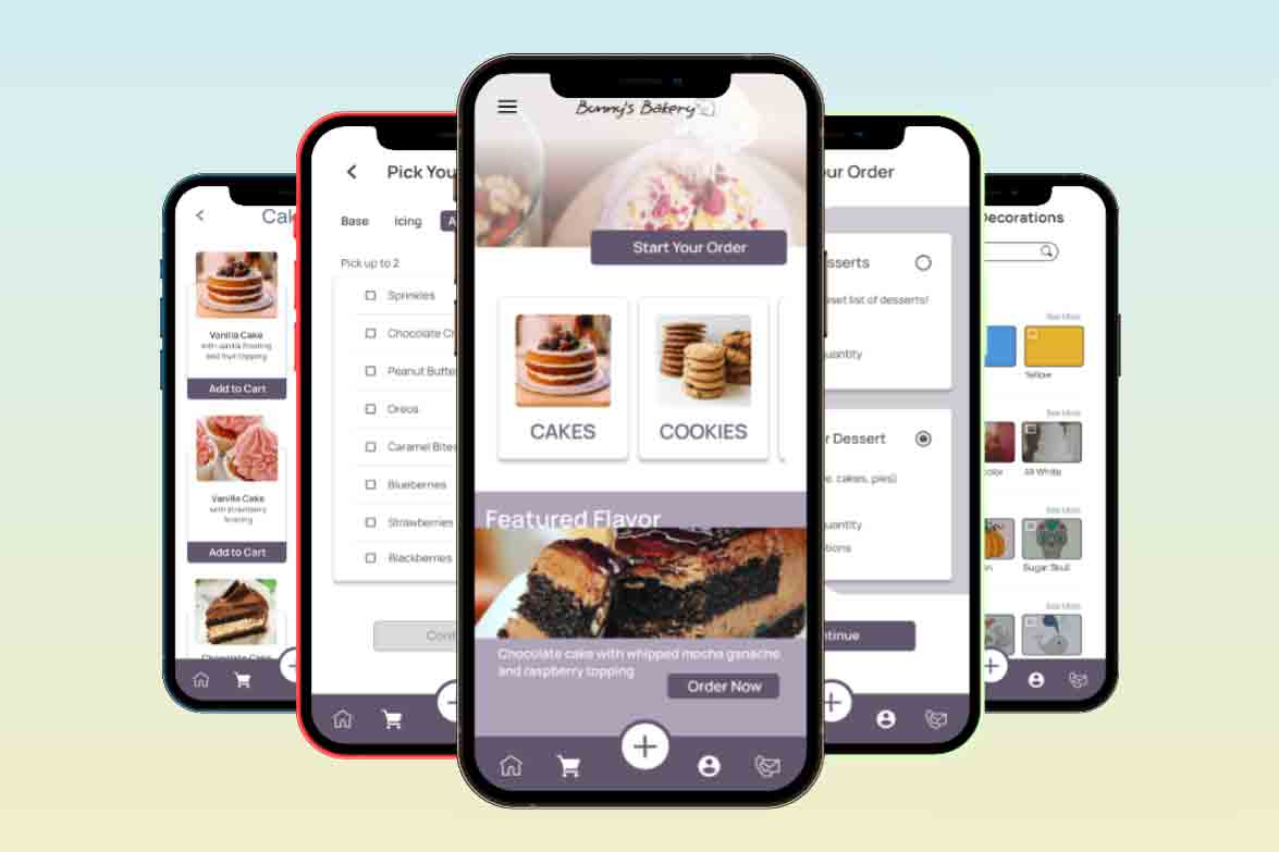 Bunny's Bakery screnn mockups