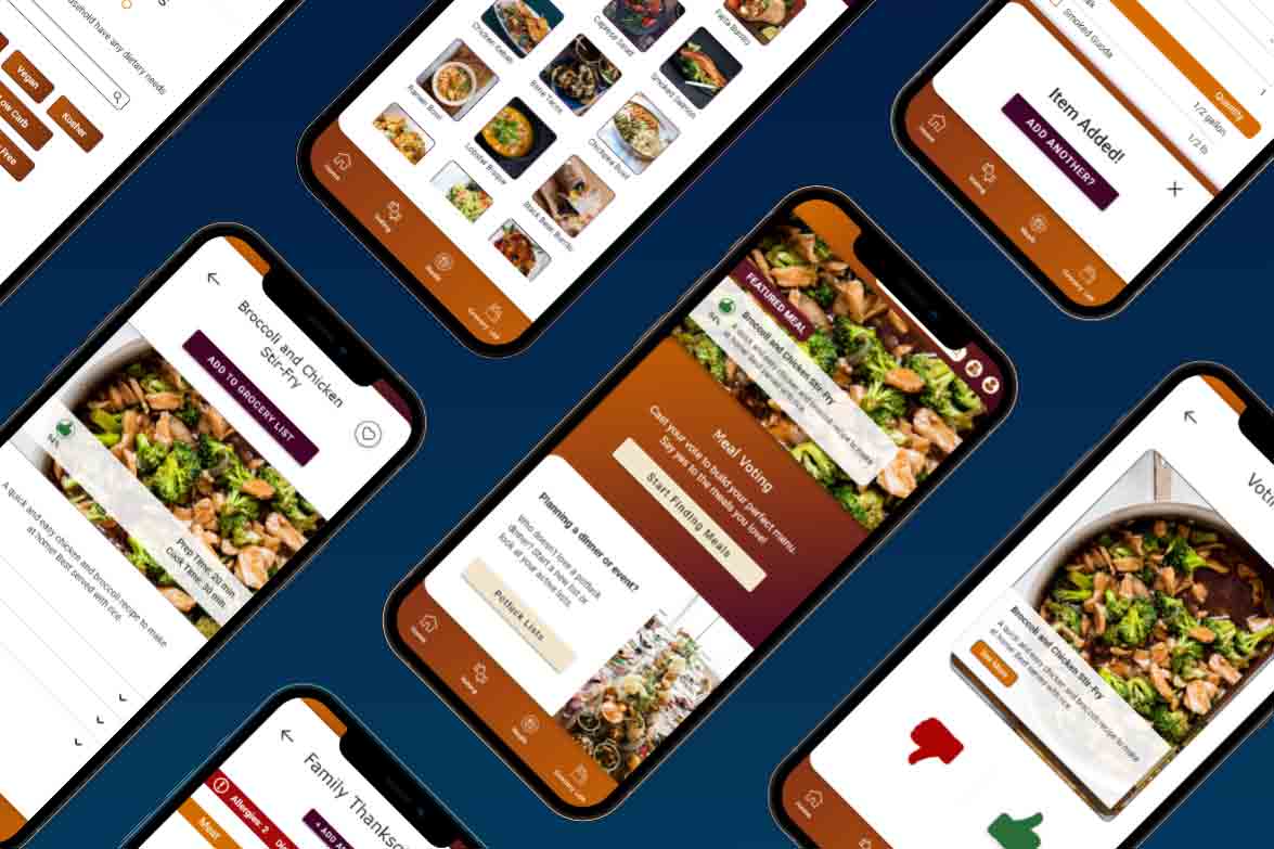 Let's Eat screen mockups